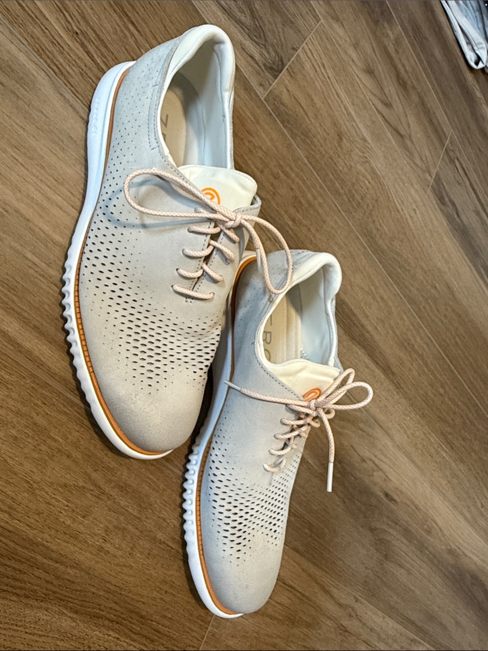 Cole Haan light gray Lace-Up Perforated Derby